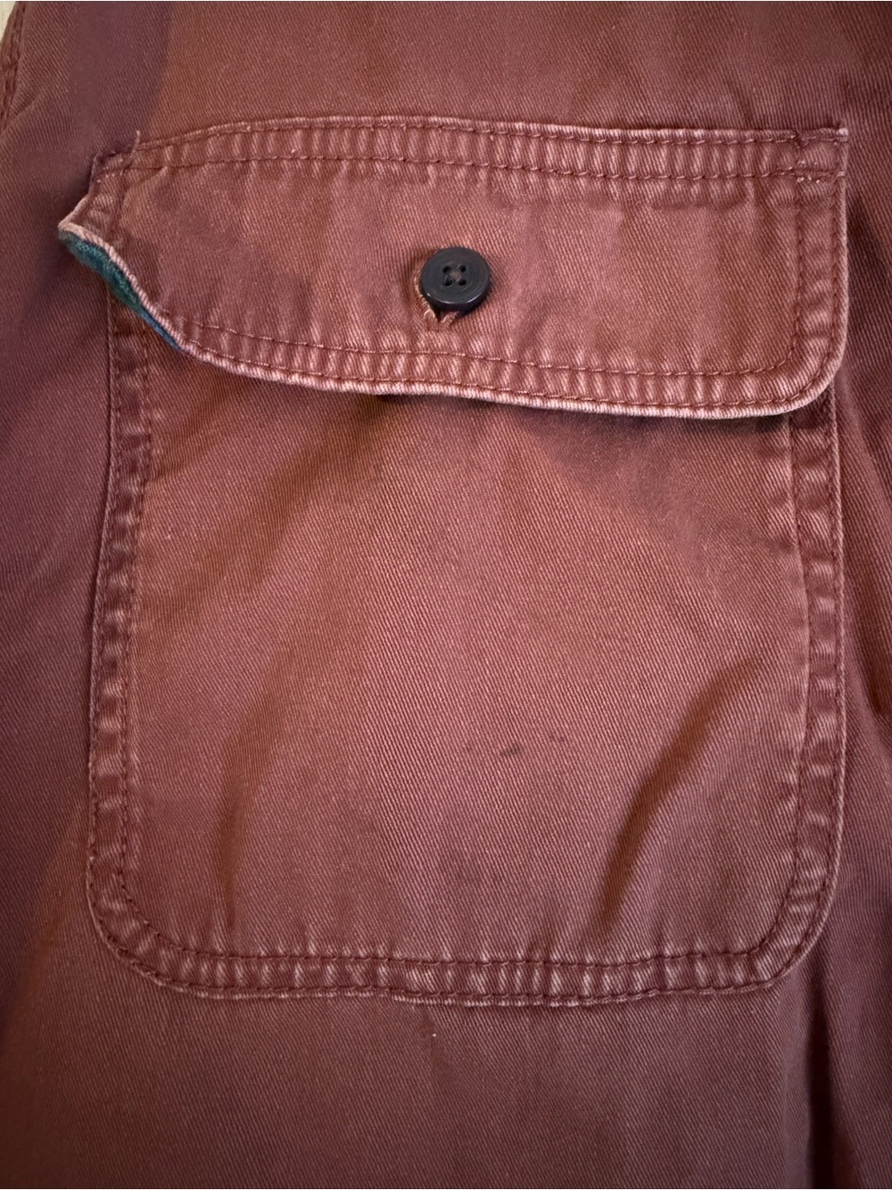 L.L. Bean Rust Button-Front Hurricane Shirt with Flannel Plaid Lining - Picture 4 of 11